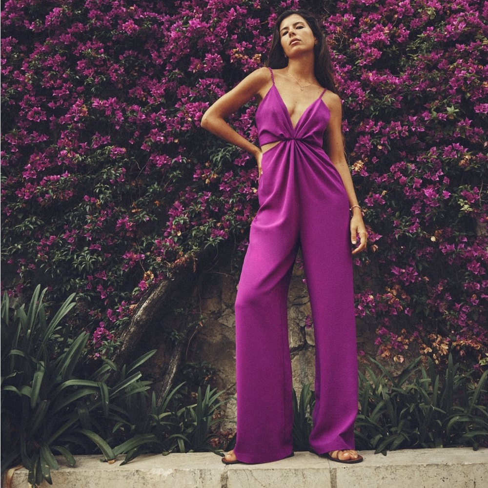 Magenta cutout jumpsuit